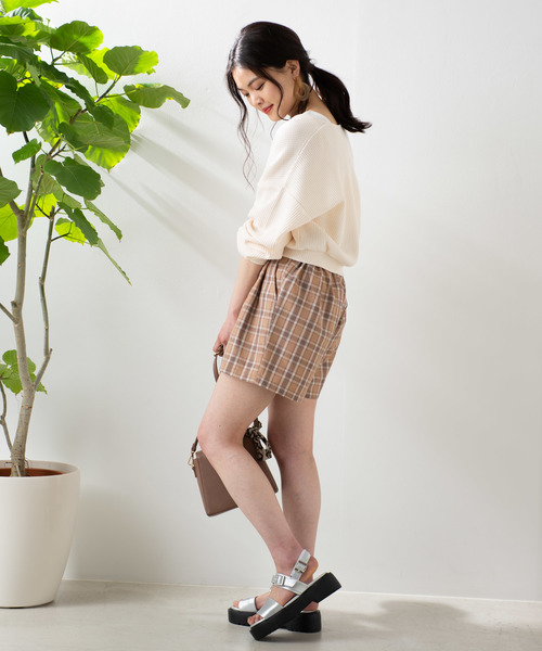 WEGO（ウィゴー）の「WEGO/【セットアップ対応商品】リネンタッチタックキュロット（その他パンツ・レディース・ライトベージュ/ホワイト系その他3/ベージュ系その他2/ブラウン・FREE）」の8枚目の写真