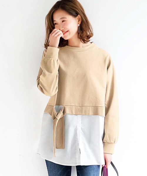 GeeRA(ジーラ)の「シャツドッキングスウェット(スウェット・レディース・カーキ/ブラック/ピンクベージュ・SMALL/MEDIUM/LARGE/X-LARGE)」の3枚目の写真
