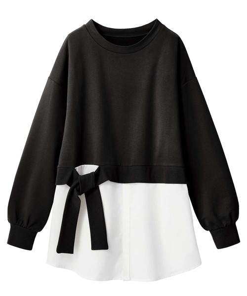 GeeRA(ジーラ)の「シャツドッキングスウェット(スウェット・レディース・カーキ/ブラック/ピンクベージュ・SMALL/MEDIUM/LARGE/X-LARGE)」の12枚目の写真