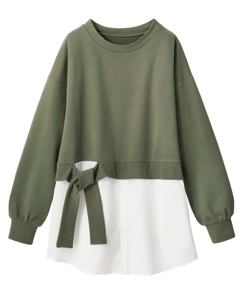GeeRA(ジーラ)の「シャツドッキングスウェット(スウェット・レディース・カーキ/ブラック/ピンクベージュ・SMALL/MEDIUM/LARGE/X-LARGE)」の11枚目の写真