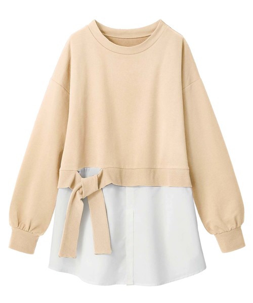 GeeRA(ジーラ)の「シャツドッキングスウェット(スウェット・レディース・カーキ/ブラック/ピンクベージュ・SMALL/MEDIUM/LARGE/X-LARGE)」の10枚目の写真