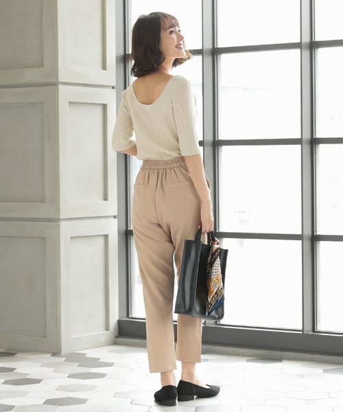 KOBE LETTUCE（コウベレタス）の「バックオープンバレエ5分袖リブサマーニット（ニット/セーター・レディース・ブラック/パープル/ブルー/グリーン/アイボリー/モカ/ホワイト×ブラック・FREE）」の9枚目の写真