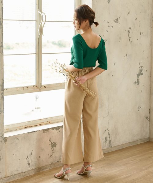 KOBE LETTUCE（コウベレタス）の「バックオープンバレエ5分袖リブサマーニット（ニット/セーター・レディース・ブラック/パープル/ブルー/グリーン/アイボリー/モカ/ホワイト×ブラック・FREE）」の11枚目の写真