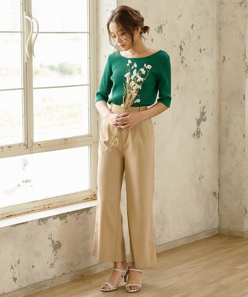 KOBE LETTUCE（コウベレタス）の「バックオープンバレエ5分袖リブサマーニット（ニット/セーター・レディース・ブラック/パープル/ブルー/グリーン/アイボリー/モカ/ホワイト×ブラック・FREE）」の21枚目の写真