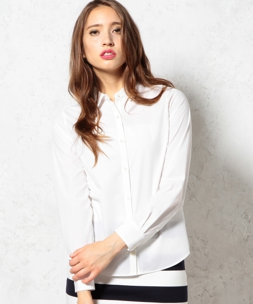 green label relaxing(グリーンレーベルリラクシング)の「GO EASY IRON REG シャツ ◆(シャツ/ブラウス・レディース・オフホワイト/ライトブルー・40/38)」の2枚目の写真