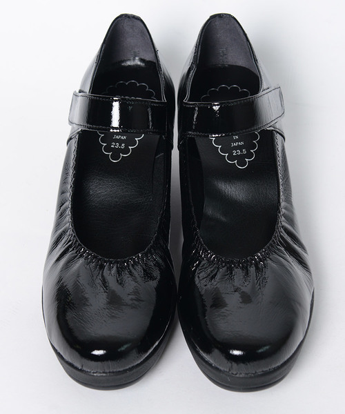 shopnikoniko（ショップニコニコ）の「日本製ベルクロウェッジソールパンプス メリージェーン（パンプス・レディース・ブラック・24/22/24.5/23/22.5/23.5）」の2枚目の写真