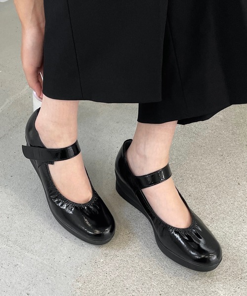 shopnikoniko（ショップニコニコ）の「日本製ベルクロウェッジソールパンプス メリージェーン（パンプス・レディース・ブラック・24/22/24.5/23/22.5/23.5）」の11枚目の写真