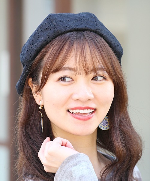 チチカカ（チチカカ）の「コットンレースベレー帽（ハンチング/ベレー帽・レディース・ブラック/オフホワイト/イエロー・FREE）」の2枚目の写真