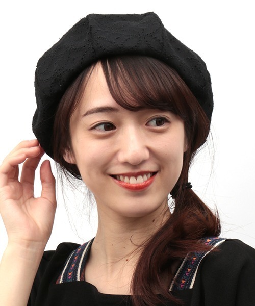 チチカカ（チチカカ）の「コットンレースベレー帽（ハンチング/ベレー帽・レディース・ブラック/オフホワイト/イエロー・FREE）」の8枚目の写真