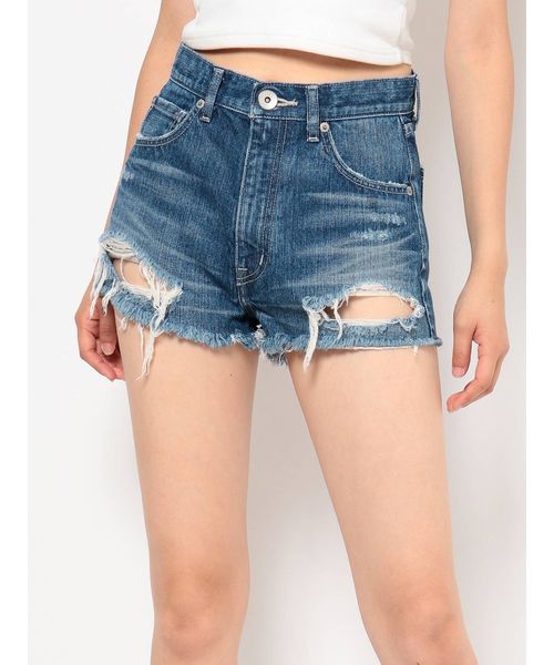 GYDA（ジェイダ）の「BACKRIPEED デニムショーパン（デニムパンツ・レディース・ライトブルー/インディゴブルー/ブルー・SMALL/MEDIUM/X-SMALL）」の18枚目の写真