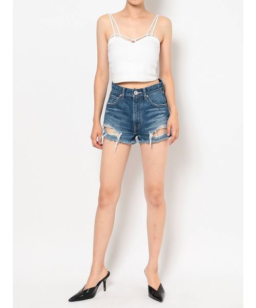 GYDA（ジェイダ）の「BACKRIPEED デニムショーパン（デニムパンツ・レディース・ライトブルー/インディゴブルー/ブルー・SMALL/MEDIUM/X-SMALL）」の17枚目の写真
