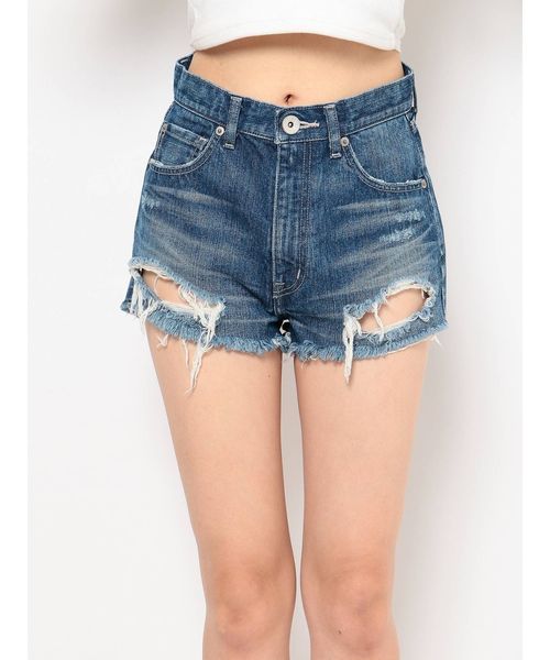 GYDA（ジェイダ）の「BACKRIPEED デニムショーパン（デニムパンツ・レディース・ライトブルー/インディゴブルー/ブルー・SMALL/MEDIUM/X-SMALL）」の16枚目の写真