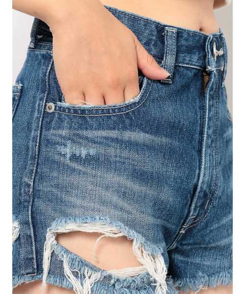 GYDA（ジェイダ）の「BACKRIPEED デニムショーパン（デニムパンツ・レディース・ライトブルー/インディゴブルー/ブルー・SMALL/MEDIUM/X-SMALL）」の11枚目の写真