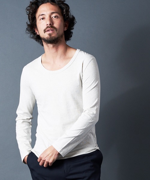 Magine(マージン)の「CTN BASIC U/N L/S 20SS:コットン ベーシック Uネック ロングスリーブ(Tシャツ/カットソー)」|オートミール