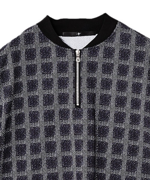 NO ID.(ノーアイディ)の「mhs1554-シアサッカーチェックZIP-PO(シャツ/ブラウス・メンズ・ブラック/ネイビー・1/2)」の8枚目の写真