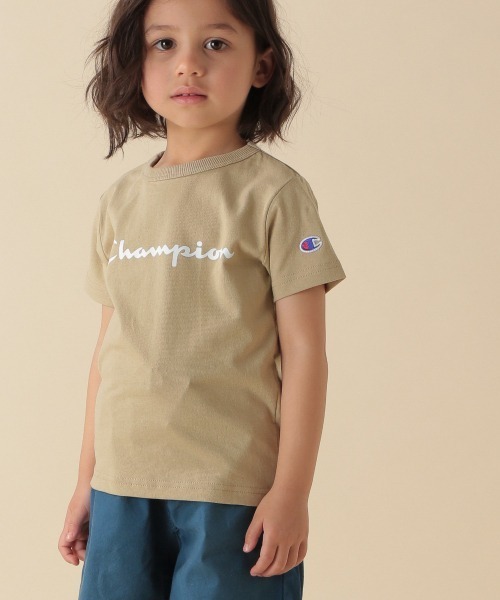 Champion（チャンピオン）の「【Champion(チャンピオン）】BASICロゴTee(KIDS)（Tシャツ/カットソー・キッズ・ベージュ/パープル/オフホワイト/ピンク・MEDIUM/LARGE/X-LARGE/XX-LARGE）」の2枚目の写真
