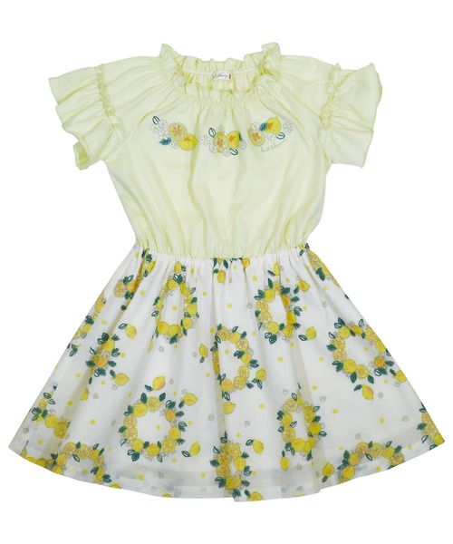 レモン柄の切替ワンピース 100 130 ワンピース Kp ケーピー のファッション ワンピース セール