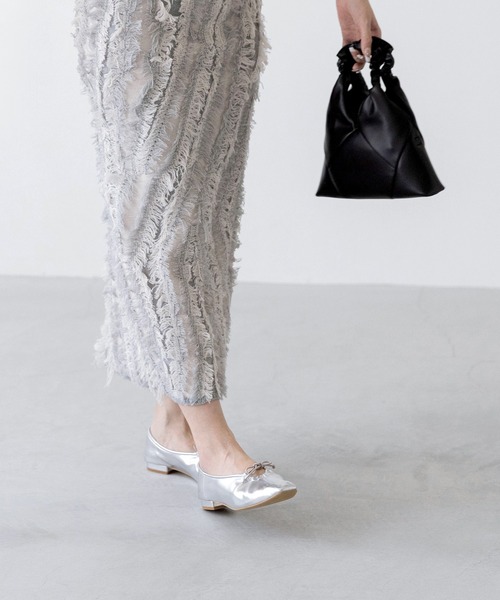 新色シルバー追加 】リボンギャザーフラットシューズ（バレエ