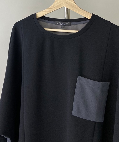 Beno（ビーノ）の「カットジョーゼット / ロングテール スイッチ ドルマン ビッグシルエット ロンT（Tシャツ/カットソー・メンズ・ブルー/ライトカーキ/ベージュ/ブラック/オフホワイト・FREE）」の14枚目の写真