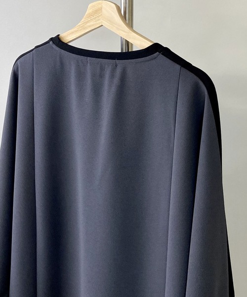 Beno（ビーノ）の「カットジョーゼット / ロングテール スイッチ ドルマン ビッグシルエット ロンT（Tシャツ/カットソー・メンズ・ブルー/ライトカーキ/ベージュ/ブラック/オフホワイト・FREE）」の16枚目の写真