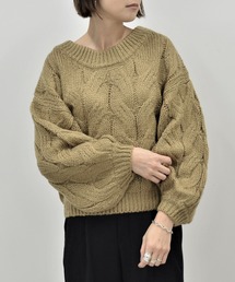 She's Closet（シーズクローゼット）の「カシミヤタッチ ケーブル編み ショート丈 長袖 プルオーバー ニット（ニット/セーター）」