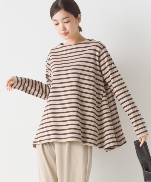 OMNES(オムネス)の「バスク生地 裾フレア長袖Tシャツ(Tシャツ/カットソー・レディース・ホワイト/ブラック/ベージュ/グレー/ネイビー/ベージュ系その他/ブラウン/ブラック系その他/ホワイト×ブルー・FREE)」の8枚目の写真