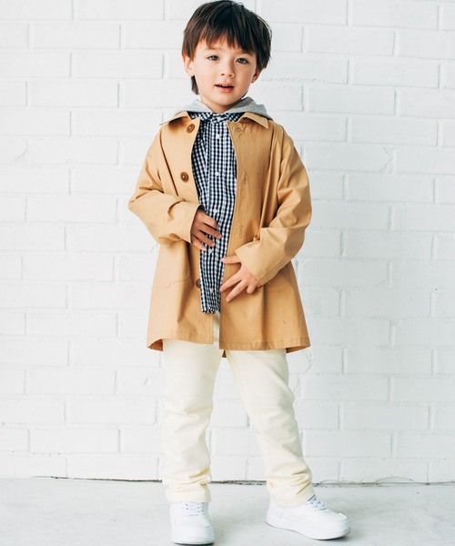 LB CLUB（エルビークラブ）の「【撥水＋花粉ガード】　ストレッチウェザーステンカラーコート（ステンカラーコート・キッズ・ベージュ・90/100/110/120/130）」の6枚目の写真