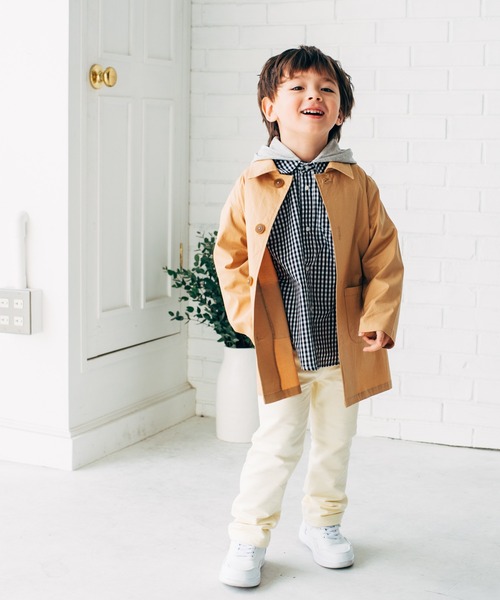 LB CLUB（エルビークラブ）の「【撥水＋花粉ガード】　ストレッチウェザーステンカラーコート（ステンカラーコート・キッズ・ベージュ・90/100/110/120/130）」の3枚目の写真