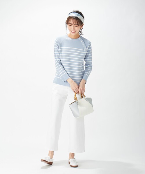 J.PRESS(ジェイプレス)の「【洗える】ケイトフルニードルボーダー ニット(ニット/セーター・レディース・ホワイト系1/ネイビー系2/サックスブルー系2・T13/T15)」の6枚目の写真