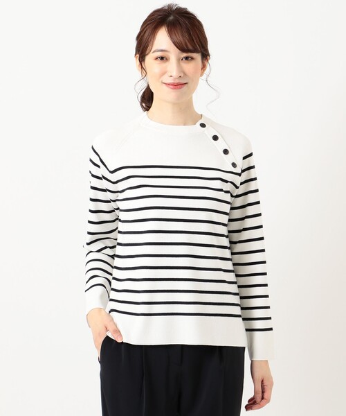 J.PRESS(ジェイプレス)の「【洗える】ケイトフルニードルボーダー ニット(ニット/セーター・レディース・ホワイト系1/ネイビー系2/サックスブルー系2・T13/T15)」の11枚目の写真