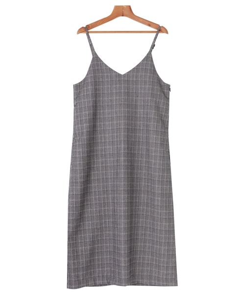 グレンチェックフェイクウールキャミワンピース（ワンピース）｜andme