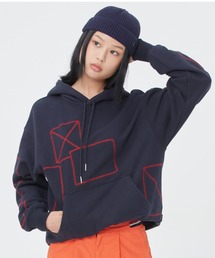 【ROMANTIC CROWN】FIGURE STITCH HOODIE / ロマンティッククラウン フィギュア スクエア ステッチ フーディー