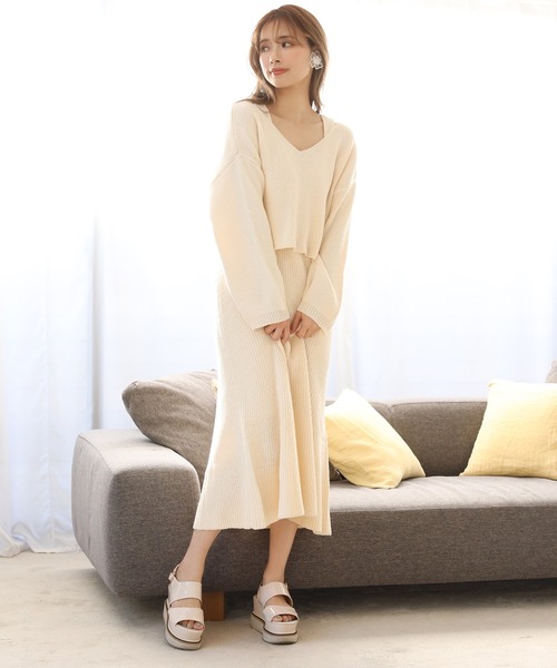 one after another NICE CLAUP（ワンアフターアナザーナイスクラップ）の「ニットセットワンピース（ワンピース・レディース・ブルー系その他/ライトグレー/アイボリー・FREE）」の14枚目の写真