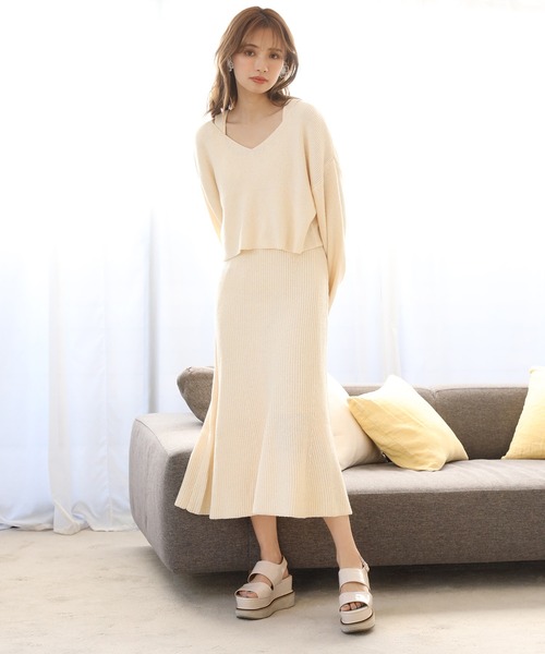 one after another NICE CLAUP（ワンアフターアナザーナイスクラップ）の「ニットセットワンピース（ワンピース・レディース・ブルー系その他/ライトグレー/アイボリー・FREE）」の15枚目の写真