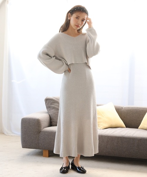 one after another NICE CLAUP（ワンアフターアナザーナイスクラップ）の「ニットセットワンピース（ワンピース・レディース・ブルー系その他/ライトグレー/アイボリー・FREE）」の21枚目の写真