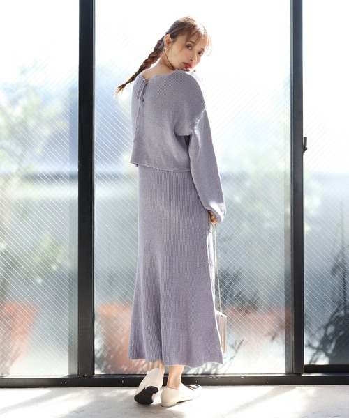 one after another NICE CLAUP（ワンアフターアナザーナイスクラップ）の「ニットセットワンピース（ワンピース・レディース・ブルー系その他/ライトグレー/アイボリー・FREE）」の5枚目の写真