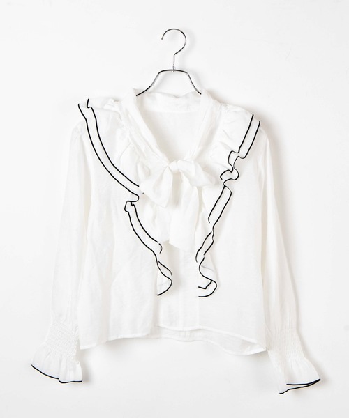 WEGO（ウィゴー）の「WEGO/ボウタイブラウス（シャツ/ブラウス・レディース・ホワイト/ピンク・FREE）」の4枚目の写真