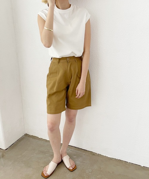 Shelly island（シェリーアイランド）の「ピグメントノースリーブトップス（Tシャツ/カットソー・レディース・ホワイト/ブラック/ベージュ/ブラウン・FREE）」の7枚目の写真