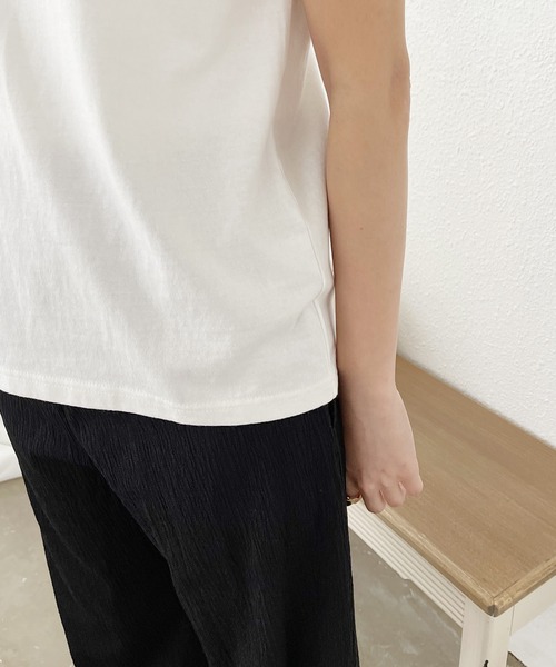 Shelly island（シェリーアイランド）の「ピグメントノースリーブトップス（Tシャツ/カットソー・レディース・ホワイト/ブラック/ベージュ/ブラウン・FREE）」の12枚目の写真