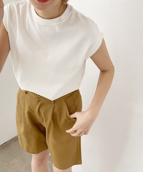 Shelly island（シェリーアイランド）の「ピグメントノースリーブトップス（Tシャツ/カットソー・レディース・ホワイト/ブラック/ベージュ/ブラウン・FREE）」の13枚目の写真