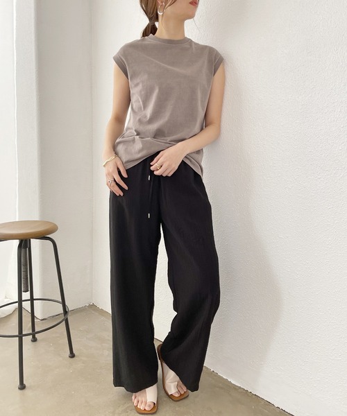 Shelly island（シェリーアイランド）の「ピグメントノースリーブトップス（Tシャツ/カットソー・レディース・ホワイト/ブラック/ベージュ/ブラウン・FREE）」の18枚目の写真