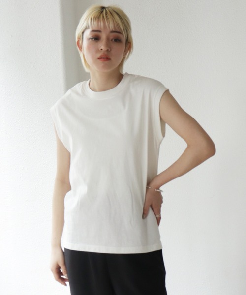 Shelly island（シェリーアイランド）の「ピグメントノースリーブトップス（Tシャツ/カットソー・レディース・ホワイト/ブラック/ベージュ/ブラウン・FREE）」の22枚目の写真