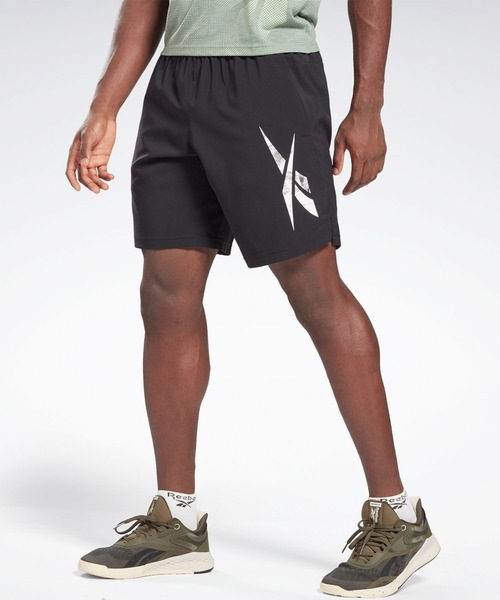 Reebok(リーボック)の「ワークアウト レディ グラフィック ショーツ / Workout Ready Graphic Shorts(その他パンツ・メンズ・グリーン/ブラック/ホワイト×ライトグレー/ネイビー・X-LARGE/XX-LARGE/MEDIUM/X-SMALL/LARGE/SMALL/XXX-LARGE)」の1枚目の写真
