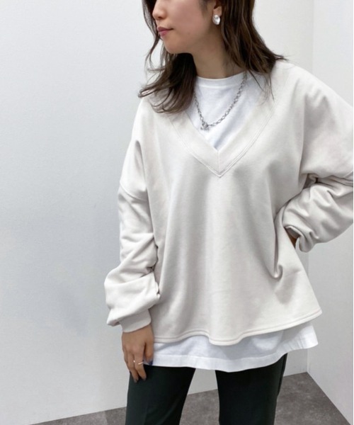 apres jour mignon(アプレジュールミニョン)の「深Vネックスウェット【ZOZOTOWN限定アイテム】(スウェット・レディース・ブラック/グレー/グリーン/アイボリー・X-LARGE/フリー)」の7枚目の写真