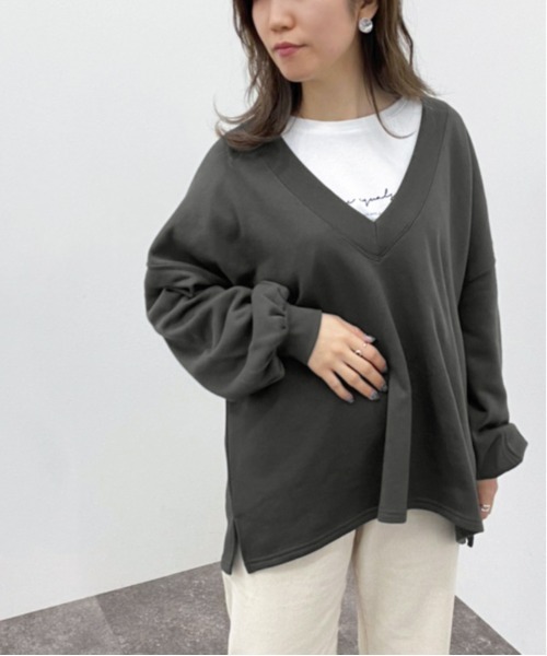 apres jour mignon(アプレジュールミニョン)の「深Vネックスウェット【ZOZOTOWN限定アイテム】(スウェット・レディース・ブラック/グレー/グリーン/アイボリー・X-LARGE/フリー)」の16枚目の写真