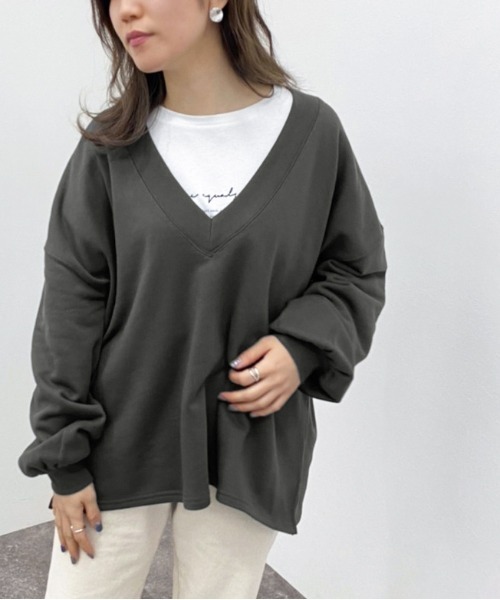 apres jour mignon(アプレジュールミニョン)の「深Vネックスウェット【ZOZOTOWN限定アイテム】(スウェット・レディース・ブラック/グレー/グリーン/アイボリー・X-LARGE/フリー)」の17枚目の写真