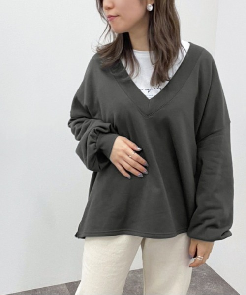 apres jour mignon(アプレジュールミニョン)の「深Vネックスウェット【ZOZOTOWN限定アイテム】(スウェット・レディース・ブラック/グレー/グリーン/アイボリー・X-LARGE/フリー)」の18枚目の写真