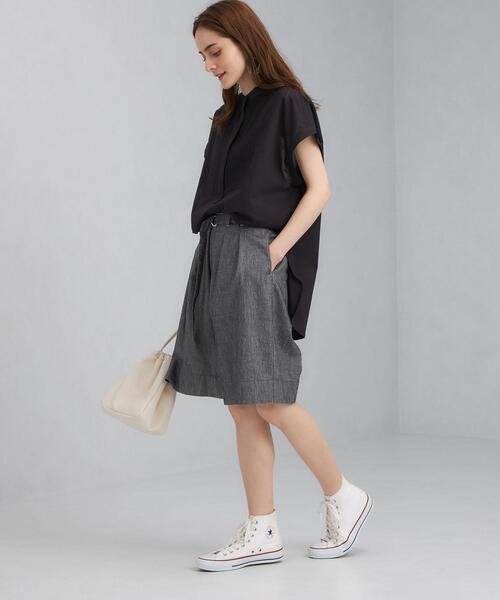 green label relaxing（グリーンレーベルリラクシング）の「SC デニムライク ハーフ パンツ（その他パンツ・レディース・ネイビー/オフホワイト・38/36）」の6枚目の写真