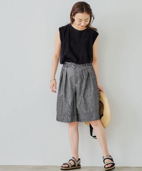 green label relaxing（グリーンレーベルリラクシング）の「SC デニムライク ハーフ パンツ（その他パンツ・レディース・ネイビー/オフホワイト・38/36）」の15枚目の写真