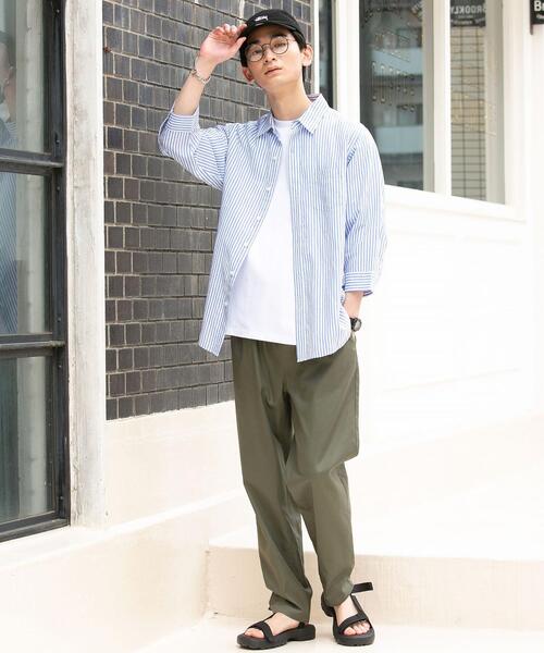 coen（コーエン）の「ヨクバリネン・チェック7分袖シャツ（シャツ/ブラウス・メンズ・ホワイト/オフホワイト/ライトブルー/ネイビー・LARGE/MEDIUM/X-LARGE/SMALL）」の12枚目の写真